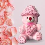 STRAWHAT Soft Toy Teddy Bear Ring Cap with Love for Unisex Boys and Girls Super Soft and Light | Pink Color