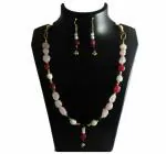 JAYA VISION ENTERPRISES Gem Tumble Rose Quartz & Ruby Stone Necklace
