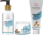 Being mama White Baby Body Lotion 200 ml Diaper Rash Cream 100 gm Baby Face Cream 100 gm - Pack Of 3