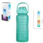SOLARA Sipper Water Bottle for Adults with Motivational Time Marker, Leakproof Durable BPA Free Non-Toxic Water Bottle for office, 2Liter Water bottle for Gym, Cool Aqua 2L