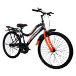 Ralley Gold WIND 26T Premium City Bike with In-Built Carrier | Non Gear Cycle for Adults (Black/Orange)