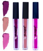 bq BLAQUE Matte Liquid Lipstick Combo of 3 Lip Color # 103-116-117 (Purple Affair, Light Nude Brown, Swiss Light Magenta, 12 ml)