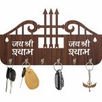 ARKICK Wooden Khatu Shyam Ji Keyholder Hooks Brown Color Wall Décor