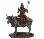 Idol Collections Multicolor Bronze Large Shiva Idol Hindu God Sitting On Nandi Savaari, 29.6 X 25Cm