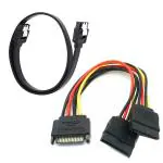 AdzMozi New |1 1| Sata 3 Data Cable with Locking Latch 20 cm SATA Power to Dual SATA Power Y Cable Adapter for Internal Hard Disk Drive, HDD, SSD and DVD Writer