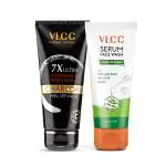 VLCC Charcoal Peel Off Mask 7X Ultra Whitening & Brightening - 100 g & Acne Defense Serum Facewash - 100 ml