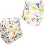 Mom's Pride White Heart, White Reusable Exclusive Heavy Pocket Cloth Diapers With Inserts (Pack Of 2)