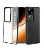 Golden Sand for Vivo V30 5G, Vivo V30 Pro 5G - Rugged Frosted Semi Transparent PC Shock Proof Slim Back Case for Vivo V30 Pro, Black