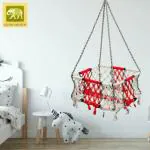 Curio Centre Cotton Baby Hanging Swing for Kids (Red, White)