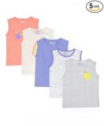 Mi Arcus Printed Cotton Sleeveless Vest/Baniyan/Innerwear/Sando For Baby Boy/Kids/Girl Pack Of 5 For 12-18 Months Multicolour