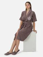 Rangoli Royal Bamboo Bathrobe for Women | Brown | Ultra-soft, Lightweight & Highly Absorbent Luxurious Bath Gown/Bath Robe for Women With Matching Slippers