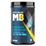 MuscleBlaze Raw Whey Protein Concentrate 80% with Added Digestive Enzymes, (Unflavoured, 250g)