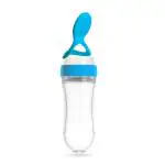 SCENTY Collapsible Newborn Baby Feeding Bottle Toddler Safe Silicone Squeeze Feeding Spoon Milk Cereal Bottle Baby Training Feeder/Fruit Feeder (Multicolored/90 ml)) (Feeder Bottle)