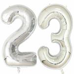 Solid 23 Number Numeric Digit Silver Foil Balloon