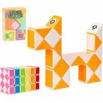 Cots and Cuddles 24-Piece Snake Puzzle Fidget Toy for Kids | 3D Brain Teaser, Stress Relief, and Educational Fun | Safe & Durable (24Pc Soild)