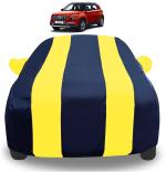 Auto Hub Car Cover Compatible with Hyundai Venue with Mirror Pockets, Triple Stitched, Water Resistant Car Body Cover, Navy, Yellow