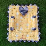 Motherhood Yellow Cotton Baby Mattress Bed With Side Support Heart Shaped Pillow