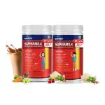 Gritzo SuperMilk Height+ (13+y Boys & Girls), 13g Protein with Zero Refined Sugar, Double Chocolate, 400g (Combo Pack)