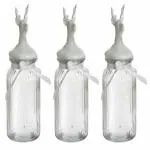 Homies reindeer deer ceramic push lid glass mason jar bottle Container, 1000 ml Glass Utility Container (Pack of 3, Clear)