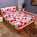 LiveWell Triangles Printed Double Bedsheet with 2 Pillow Covers (208*213 CM, Multicolor)
