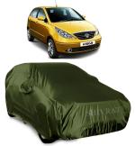 SHIVRAT Presents Semi Waterproof and Dustproof Car Body Cover Compatible With Tata Vista All Variants_Olive Green With Mirror Slots