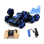 ANSTONIA Remote Car Smoke Spray Laser Stunt with LED Light RC 8 Wheels 24GHZ Stunt car Stunt Car 360 Rotating launch water Bom blue (Blue)