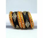 Aashirwad Traders Handmade Multicolor Plastic and Silk Thread Kundan Bangle (Women) - 2.8 (set of 6)