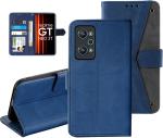 Autofocus Faux Leather Back Case Flip Cover for Realme GT Neo 3T with ID Card Slot | Foldable Stand | 2 Card Slot | 1 Cash Slot | Magnetic Closure - Executive Blue, 23619