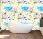 OREN EMPOWER Blue And Pink PVC Vinyl 3D Effect With Shades Background Waterproof Wallpaper 45x330 cm