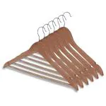 Kuber Industries Lightweight Attractive Wood Hangers for Shirt,Pants,Suit With Side Notches & Hooks Pack of 6 (Brown)