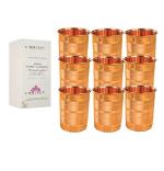 OREAYU 9 Copper Glass Tumbler Cup, Drinking Serving Water, Yoga and Ayurveda Health Glass, 300 Ml (9 Glass)