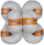 M.G Enterprise wool, Cotton Yarn White Pack of 6 pc 25 gm each