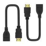 AdzMozi New CableHDMI Extension Cable 0.3 M, High Speed Male to Female HDMI Extender Cord Adapter Connector Support 3D, 1080P Compatible with Fire TV Stick, Chromecast, Laptops