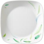 CORELLE Asia Square Round Collection Dancing Leaves 22.9 cm Medium Plate Pack Of 6 Half Plate (Pack of 6, Microwave Safe)