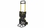 Stanley FT585, 2 in 1 Hand Truck(135 kg Capacity), Platform Trolley(80 kg Capacity), Polypropylene Portable Dolly Push Cart with Telescopic Handle and Foldable Guarded Wheels, Black and Yellow Colour