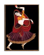 Tamatina Multicolor Rajasthani The Dancing Girl Traditional Art Canvas Painting - 24X18 Inch