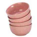 Bodhi House Hand Glazed Ceramic Embossed Serving Bowl/Katori Set of 4-180Ml | Microwave and Dishware Safe - Light Pink