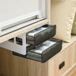 Sole Module Under Desk Drawer, Plastic Modular Storage Drawer, Desk Organizer, Self Adhesive with 3M tape, Black