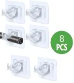 SHOPITECH No Drill Curtain Rod Brackets No Drilling Self Adhesive Curtain Rod Holder Hooks Nail Free Adjustable Curtain Rod Hooks Curtain Hangers Home Bathroom and Hotel (8PCS, Curtain Holder)