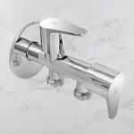 CUROVIT Torremo ZINC Alloy Wall Mounted 2 in 1 Angle Valve Silver in Color Chrome Finish with Wall Flange Use with Hand Shower & Health Faucet in Bathroom