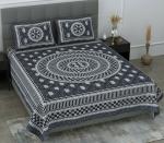 SheetKart Mandala Floral Print Cotton Double Bedsheet with Pillow Covers - Grey 220x240 cm