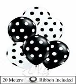AMFIN 12 Inch (Pack of 50) White and Black Polka Dot Balloons for Birthday Decoration/ Decoration Baby Shower, 1st Birthday, Anniversary Party, Bachelors Party, Office Party ,Diwali