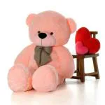 Glance 4 Feet Huggable Pink Teddy Bear with Neck Bow Soft Toy, Teddy Bear for Birthday Gift/Boy/Girl