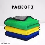 Trimax Multipurpose Microfiber Cloth Towel 30*40 Cms for Car, Bike, laptop, Interior, Reusable Cleaning Cloth, Lint-free Drying Towel Car Wash Towels Dual Sided, Extra Thick/Soft Plush Color [Blue, Yellow, Green](Pack of 3 | 600 GSM)