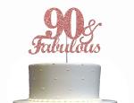 Festiko Fabulous 90 Rose Gold Glitter Cake Topper, 90th Birthday Decorations Ideas, Birthday Decoration, Sturdy Glitter, Party Supplies