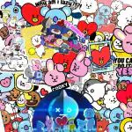 Careflection Vinyl Glossy Finish Kpop BTS BT21 Funny Motivational Laminated Stickers 8 x 8 x 0.1 cm Pack of 30