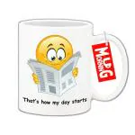 Mug Morning That's How My Day Starts Emoji Mug Funny Emoji Mug Emoji Coffee Mugs