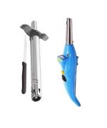 First Front Stainless Steel Regular Gas Lighter | Knife With Dolphine Shape Electric Gas Lighter With Knife and Multicolour, Pack of 2
