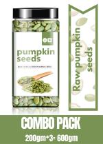 JN Premium Raw Pumpkin Seeds For Boosting Immunity, Rich In Fiber And Loaded With Proteins.(200x3)600g, Pack of 3