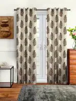 Printed Curtain Polyester Long Door Pack of 1 -Beige